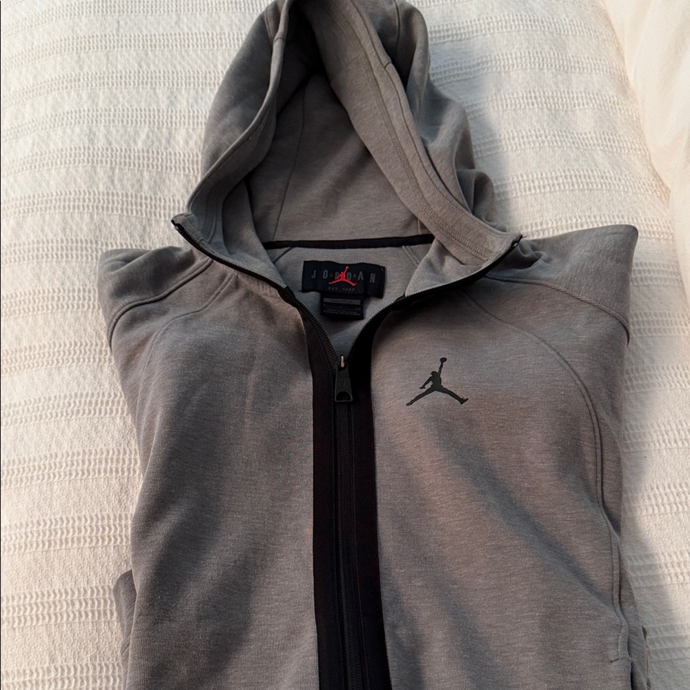 Jordan Charcoal Hoodie with Black Emblem